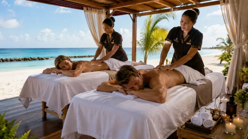 Adults-only wellness and spa resort with beachfront yoga and pool, vacation planned by Piccola Travel a Miami travel agency.