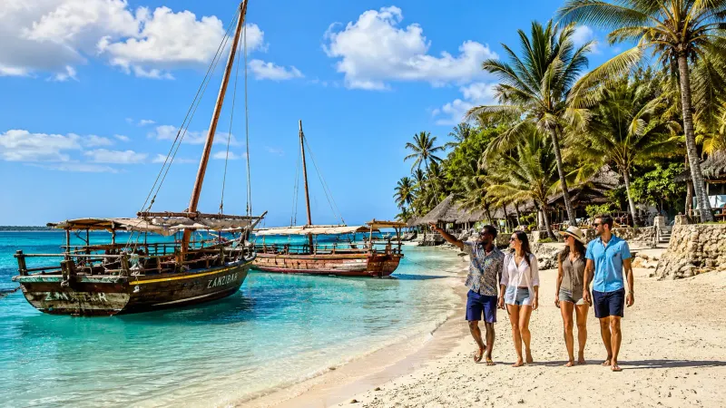 Tanzania safari and Zanzibar beach vacation package with Serengeti wildlife and tropical island views, a tour organized by Piccola Travel, a Miami travel agency.