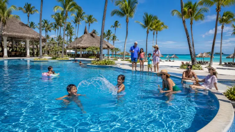 Aerial view of the beach at a Punta Cana all-inclusive resort