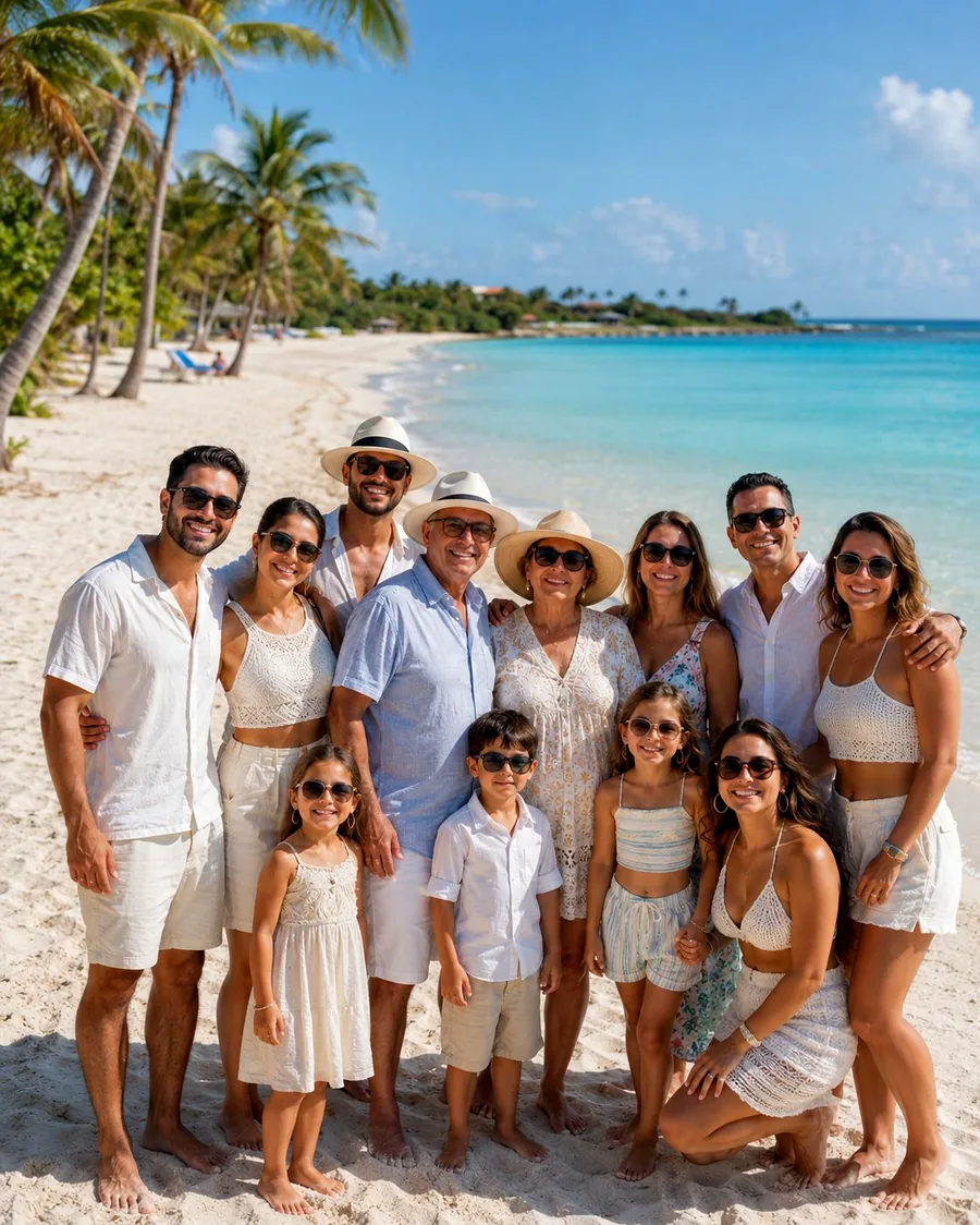 Group Caribbean vacation planning including family reunions, destination weddings, and all-inclusive resorts, coordinated by Piccola Travel, a travel agency in Miami.