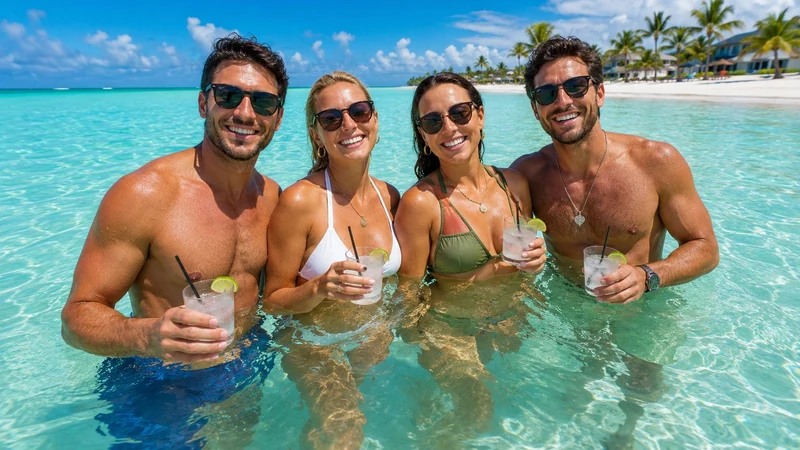 travelers enjoying a beach day during a Turks and Caicos luxury resort vacation package planned by Piccola Travel, a Miami travel agency.