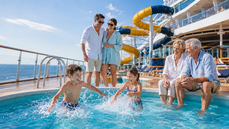 Family cruise vacation packages with kids clubs, water parks, and multi-generational dining planned by Piccola Travel, a cruise travel agency in Miami.
