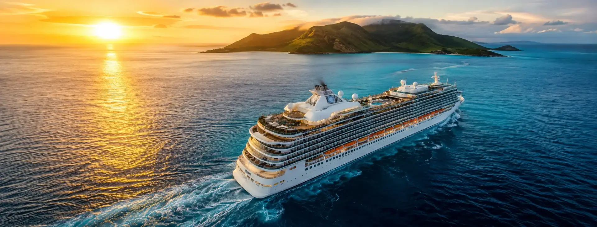 Ocean cruise ship on open sea — ocean and river cruise vacation packages planned by Piccola Travel in Miami, Florida.