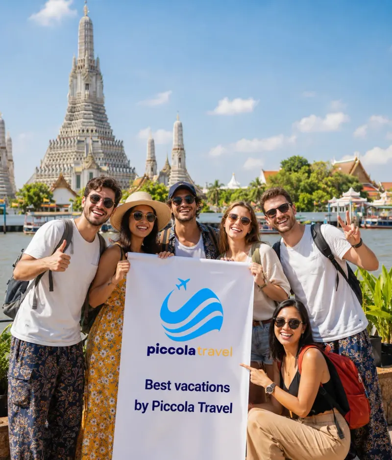 Piccola Travel Thailand group tour — travelers exploring cultural heritage sites managed by our Miami advisors.